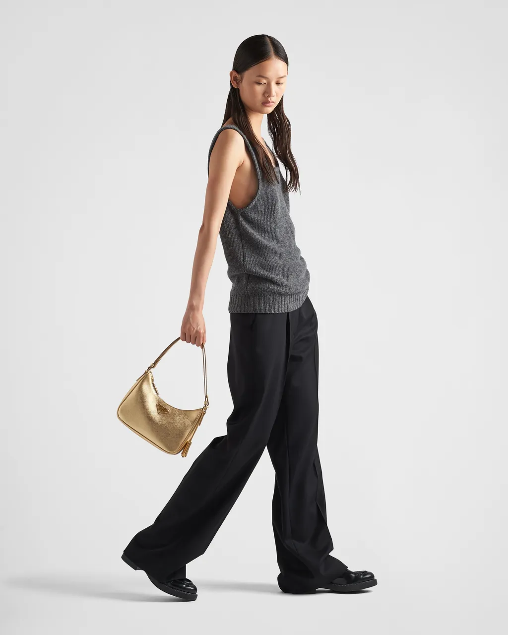 Logo Plaque Zipped Shoulder Bag