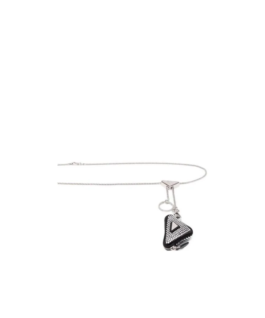 Crystal-Embellished Triangle Pouch Keychain