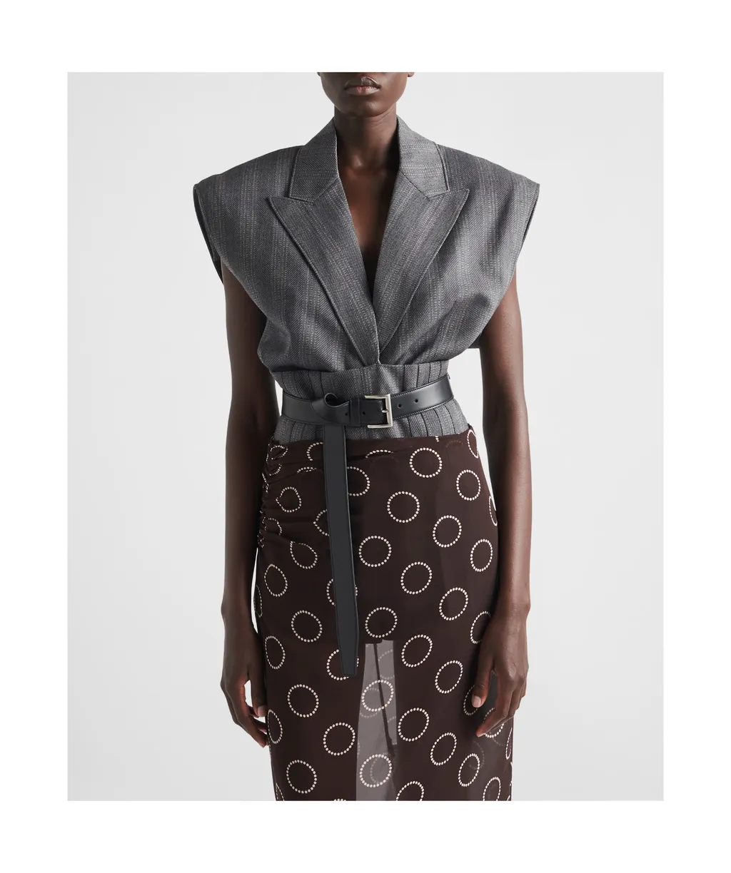 Striped Pattern Belted Vest