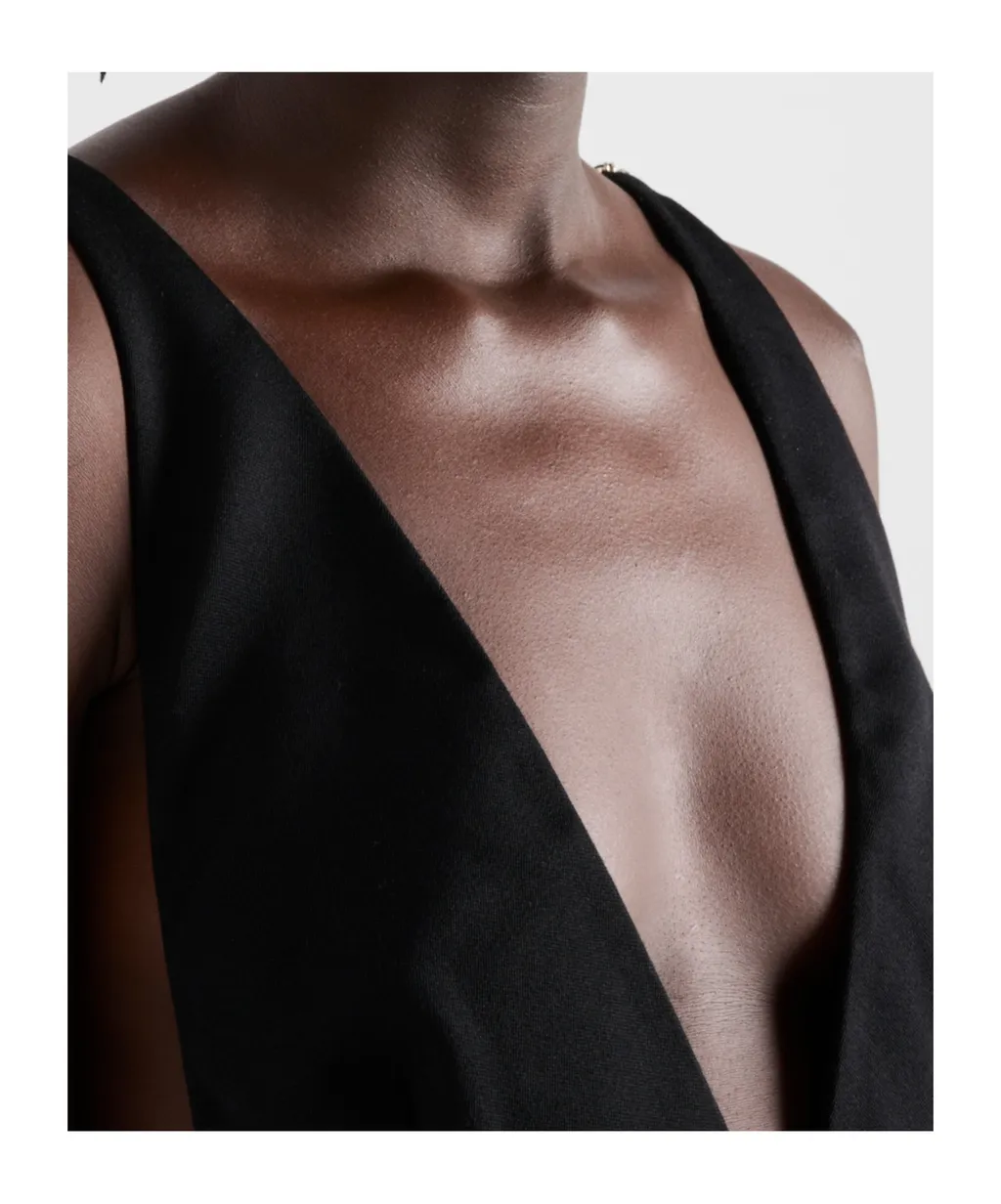 V-Neck Embellished Sleeveless Mini Dress