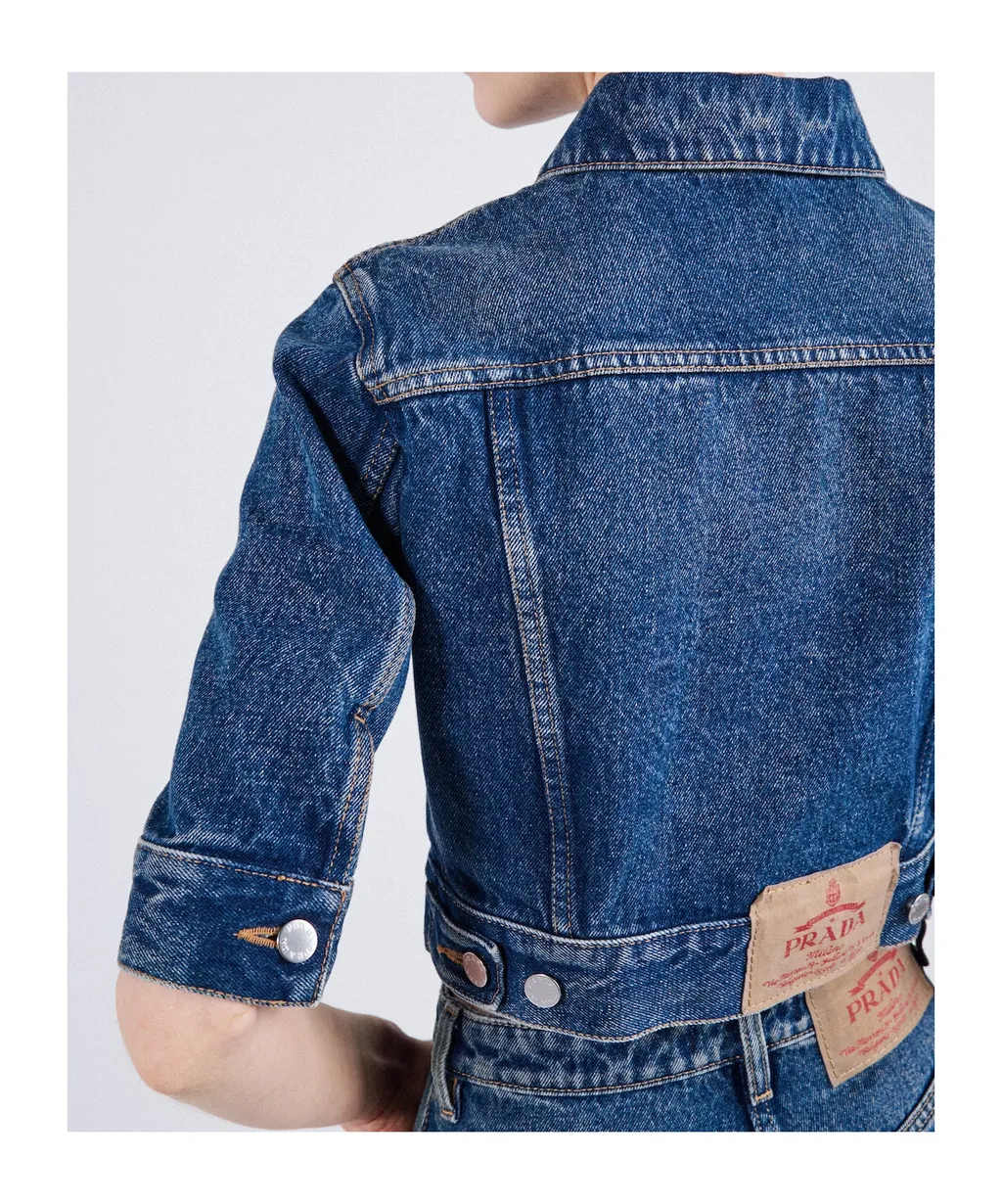 Button-Up Denim Mini Jacket