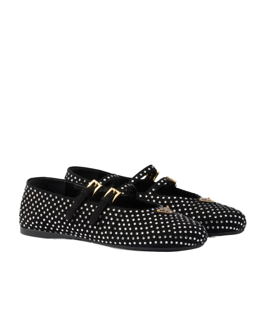Embellished Buckle Fastened Ballerina Shoes