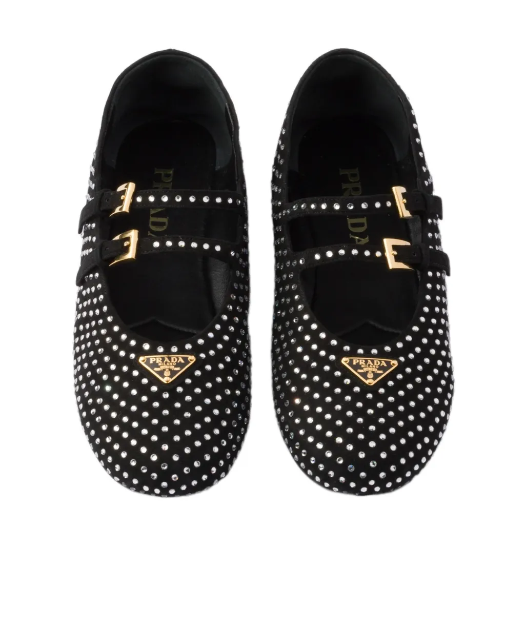 Embellished Buckle Fastened Ballerina Shoes