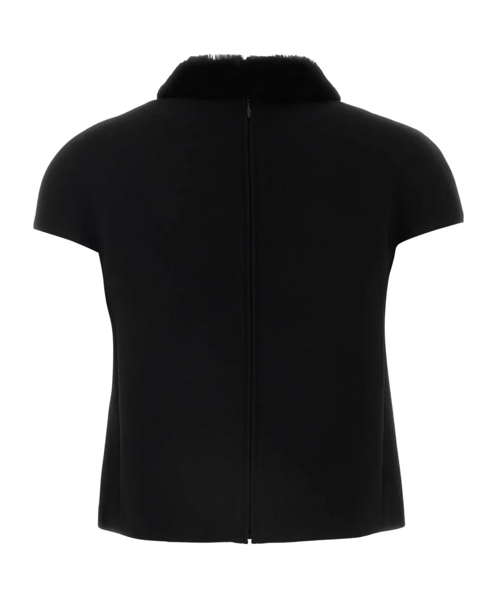 Back-Zip Short-Sleeved Top