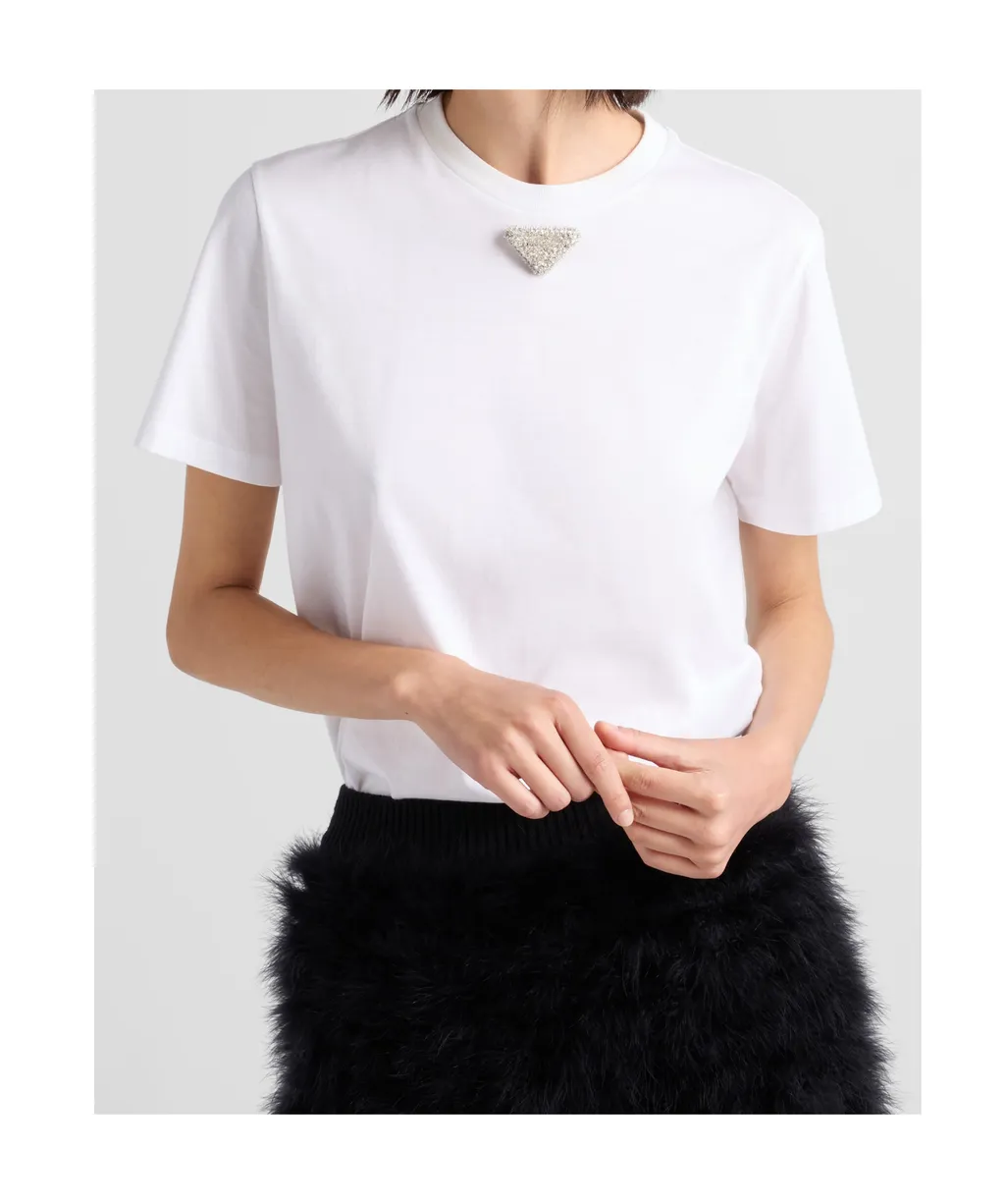 Jersey T-Shirt With Embroidered Triangle