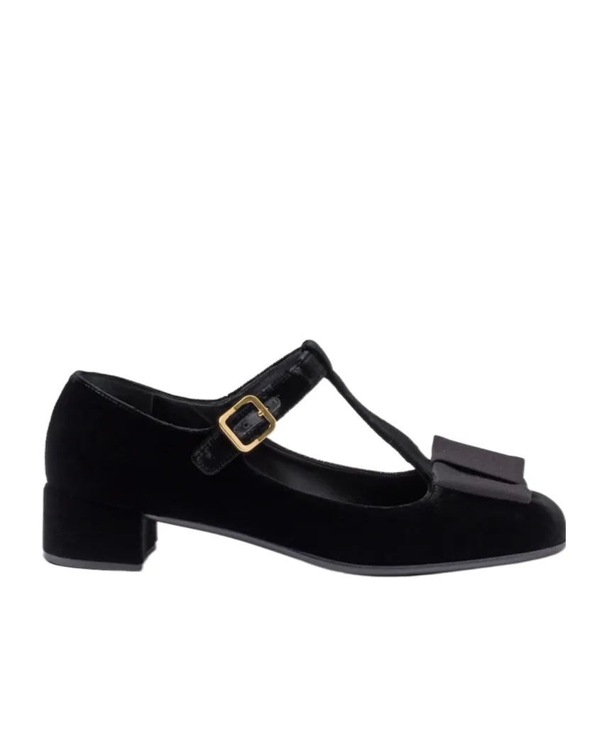 Block Heel Velvet Pumps
