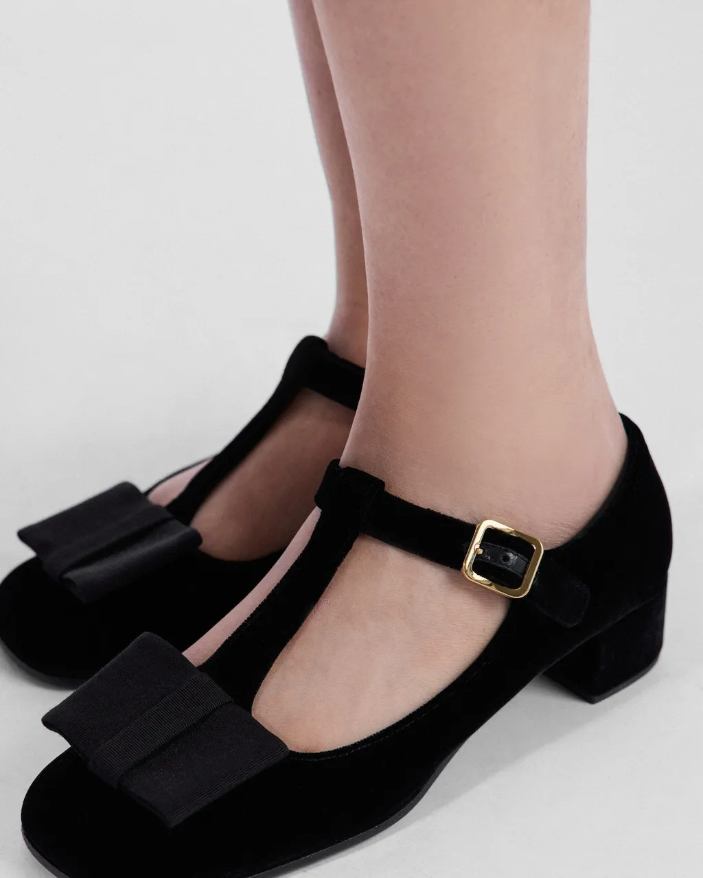 Block Heel Velvet Pumps