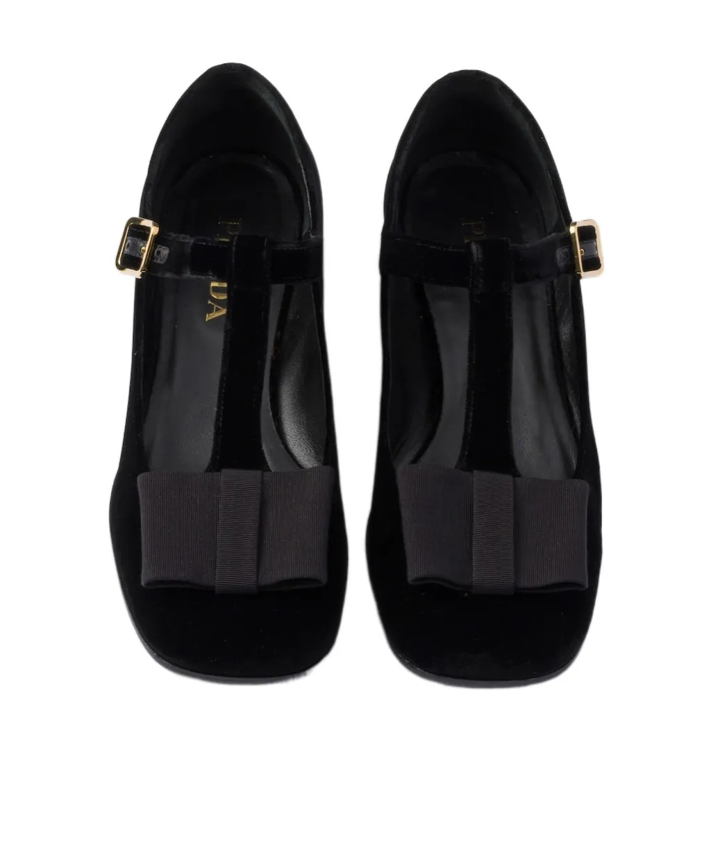 Block Heel Velvet Pumps