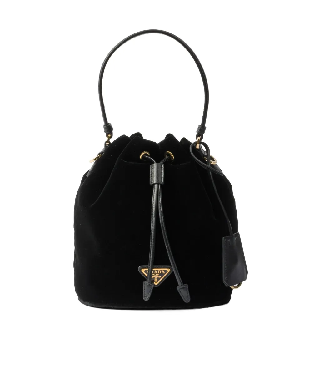 Logo Plaque Drawstring Mini Top Handle Bag