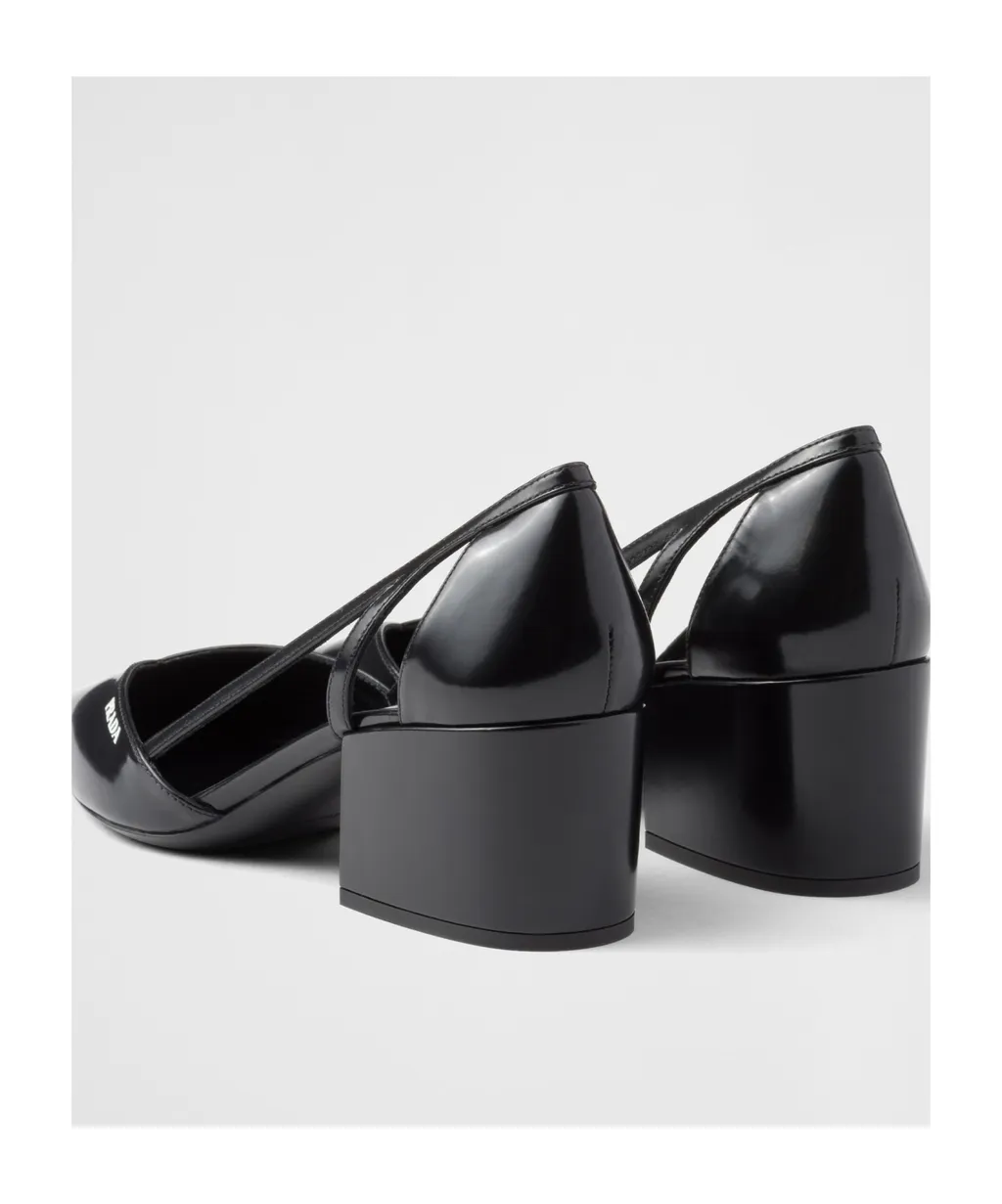 Brushed Leather Cut-Out Pumps
