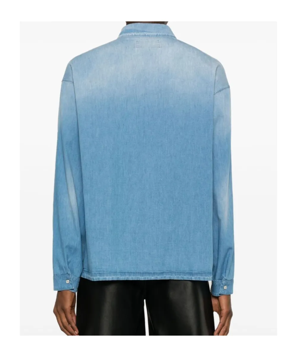 Long-Sleeved Button-Up Denim Shirt