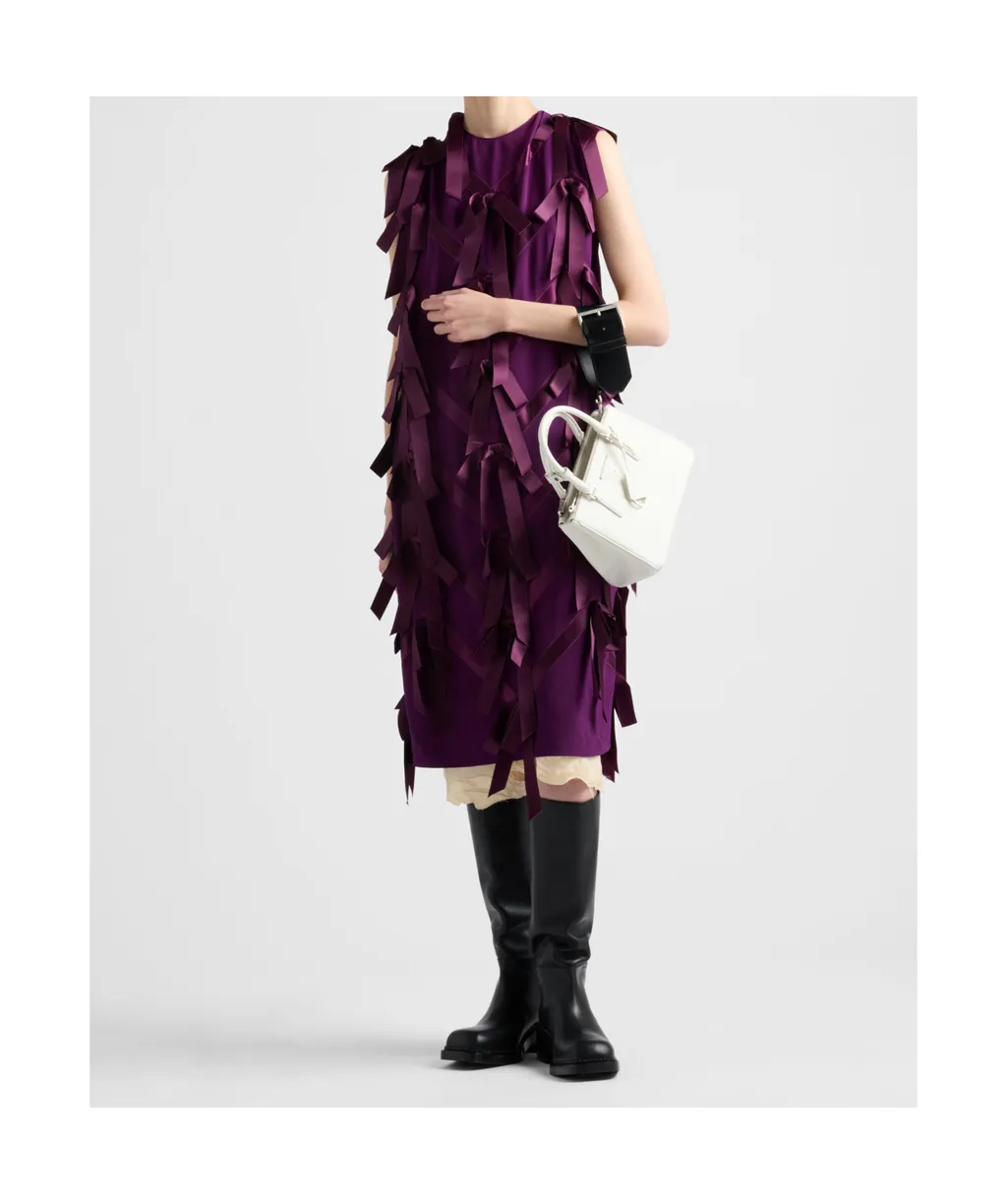 Bow Embellished Crewneck Dress