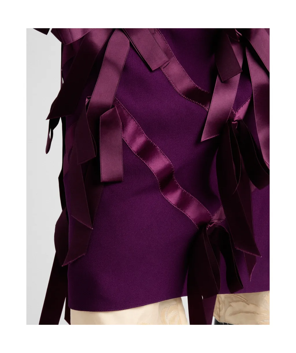 Bow Embellished Crewneck Dress