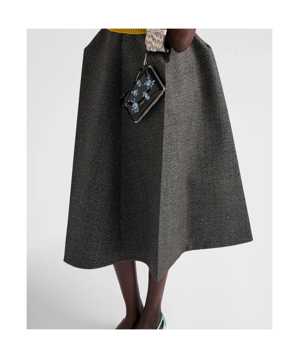 Mouliné High Waist Midi Skirt