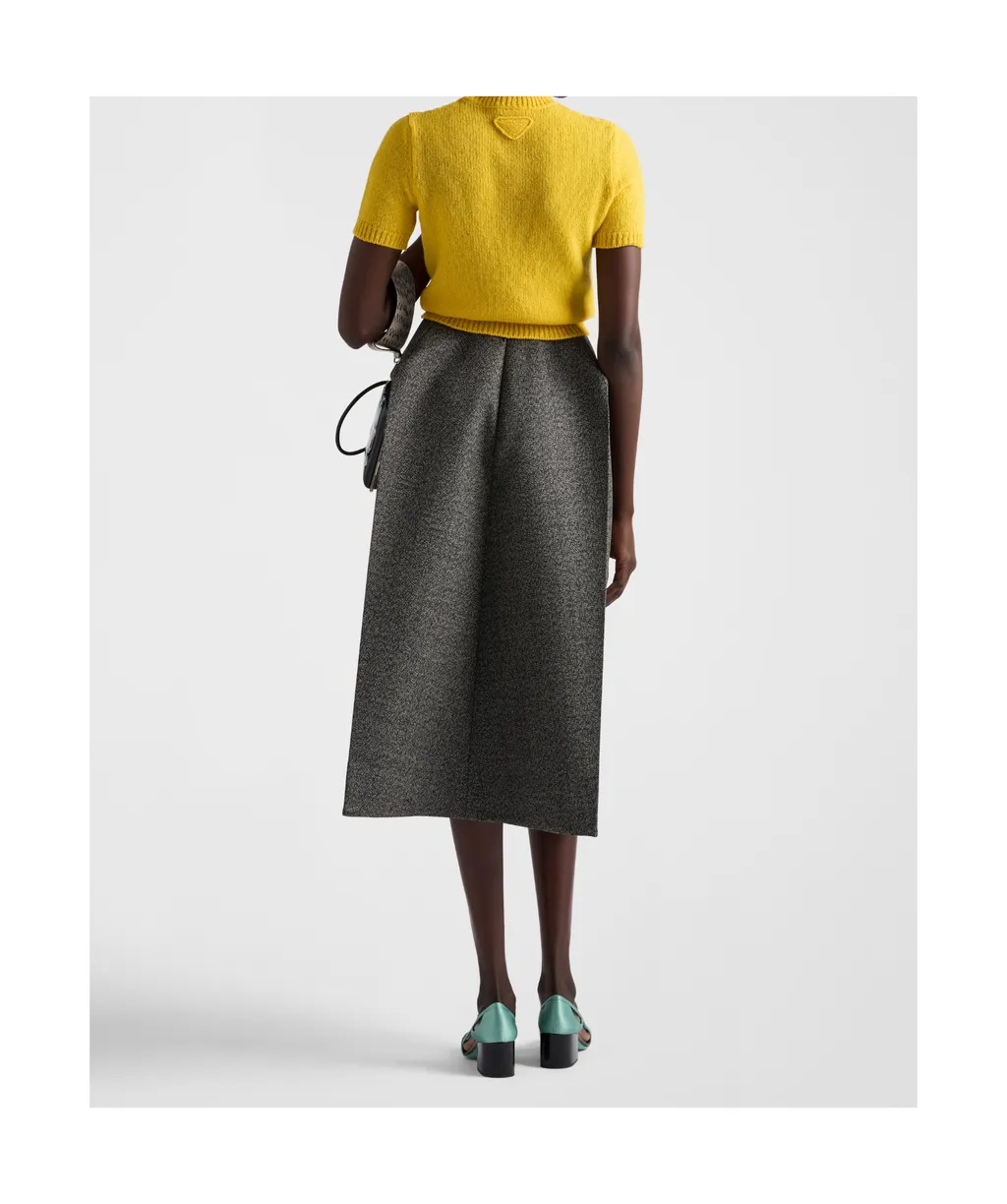 Mouliné High Waist Midi Skirt