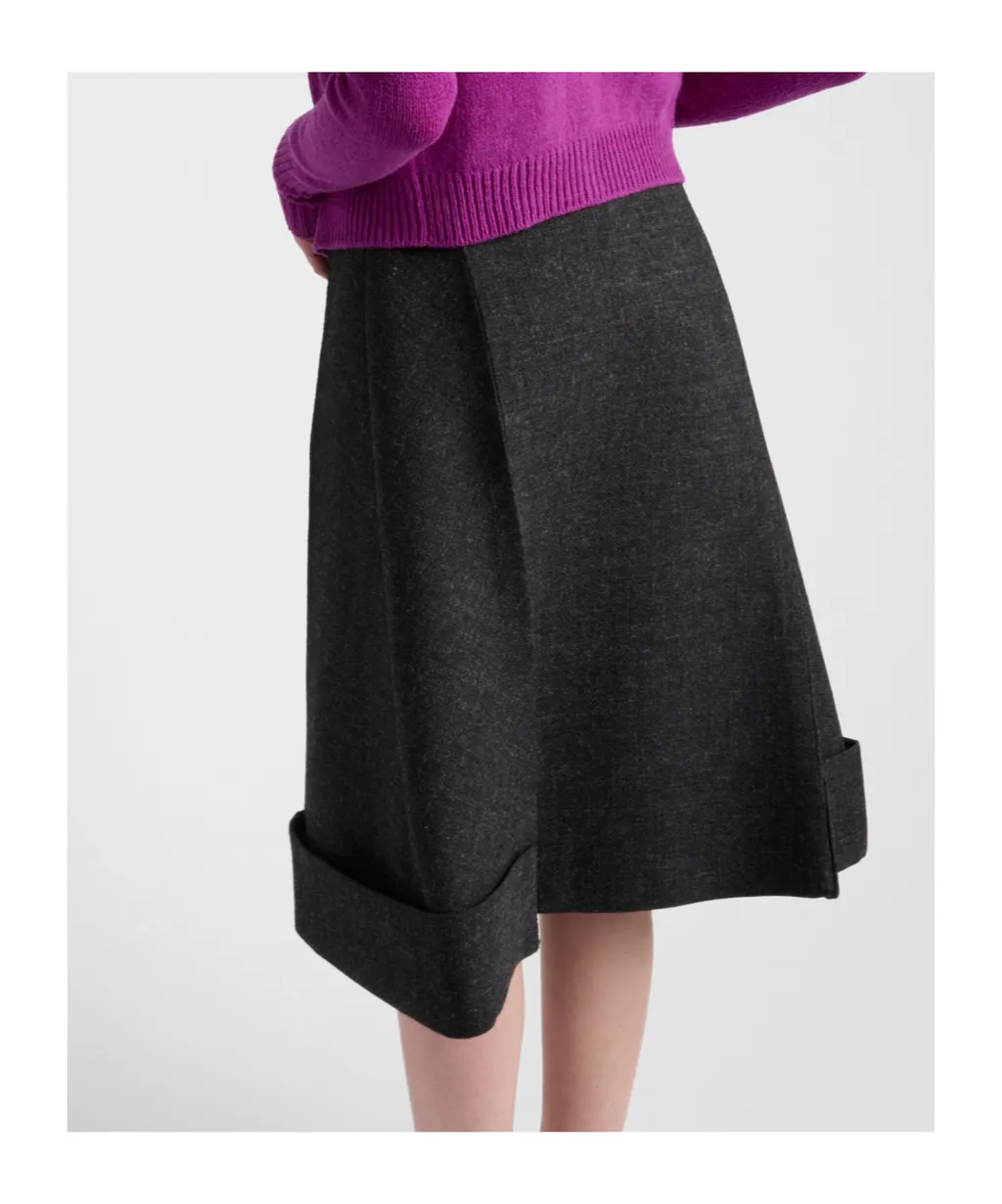 High-Waist Turn-Up Hem Skirt