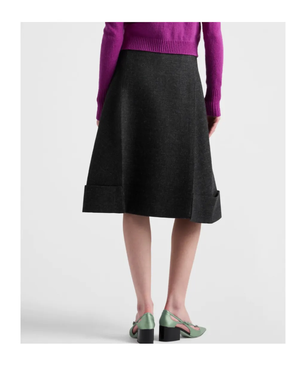 High-Waist Turn-Up Hem Skirt