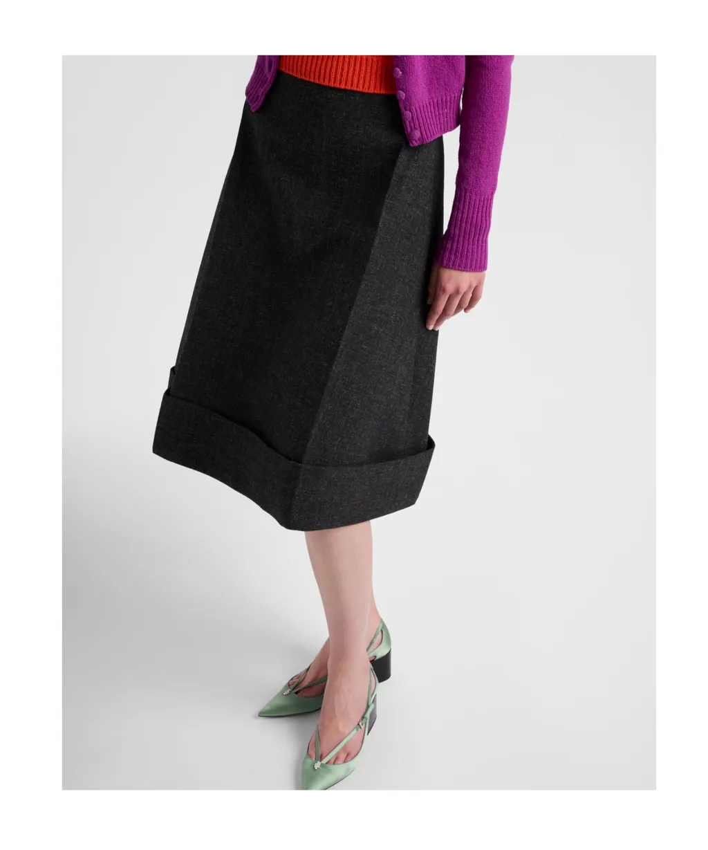 High-Waist Turn-Up Hem Skirt