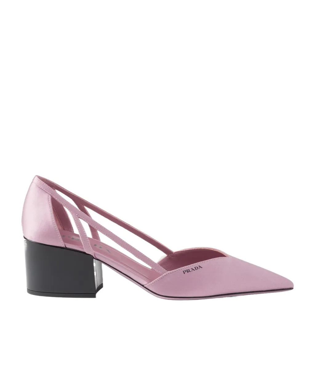 Logo Printed Pointed Toe Slingback Pumps