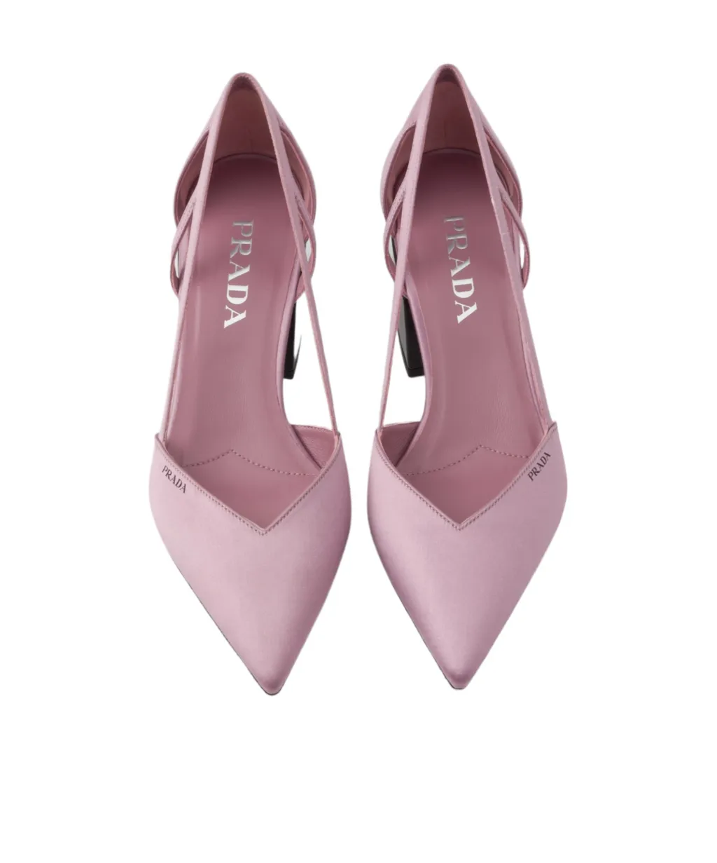 Logo Printed Pointed Toe Slingback Pumps
