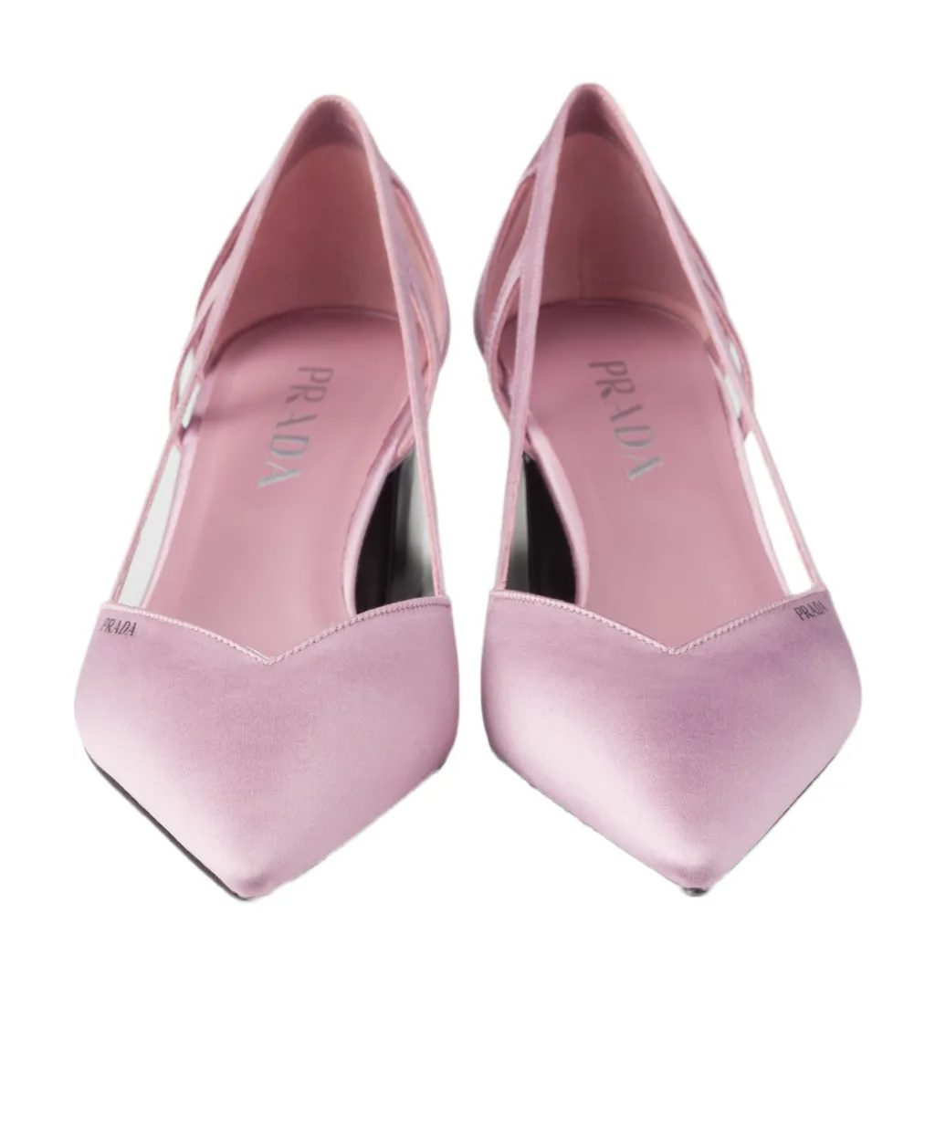 Logo Printed Pointed Toe Slingback Pumps
