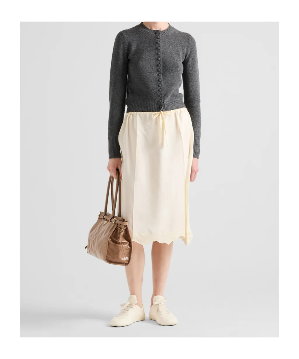Embroidered Silk Habutai Skirt
