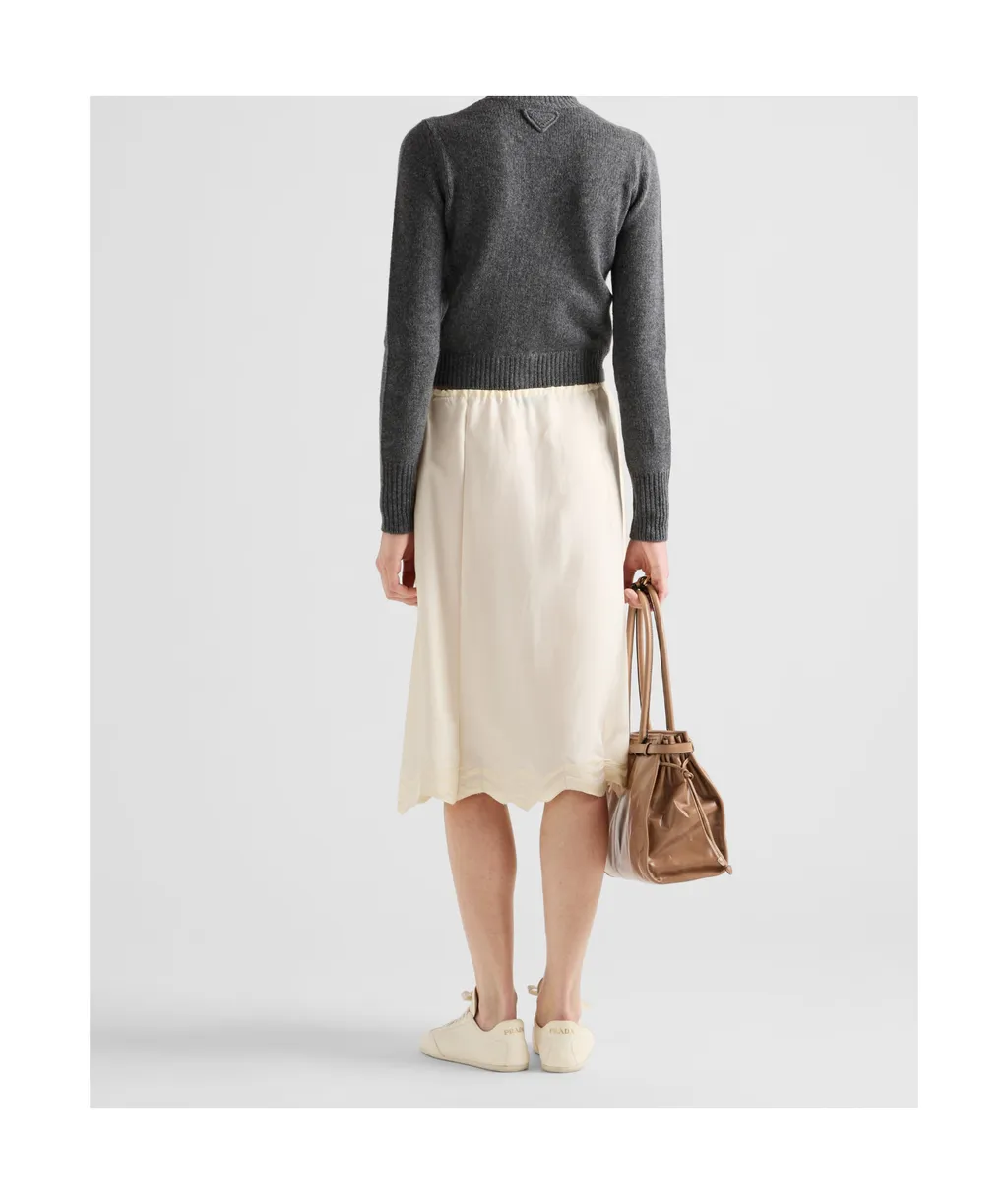 Embroidered Silk Habutai Skirt