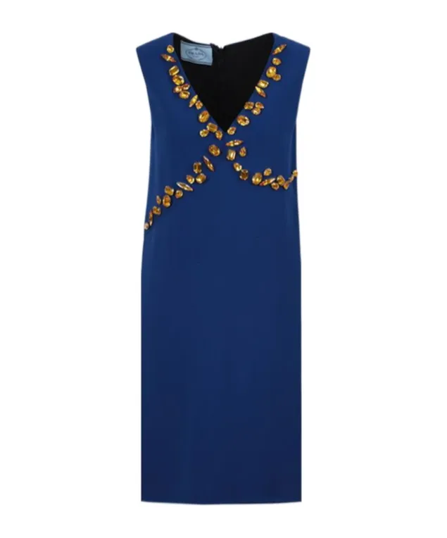Crystal-Embellished V-Neck Dress