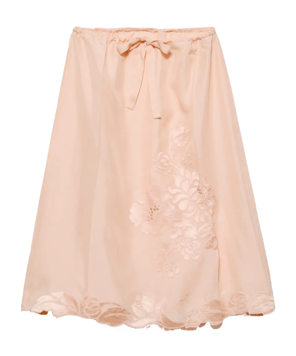 Embroidered Habutai Silk Skirt