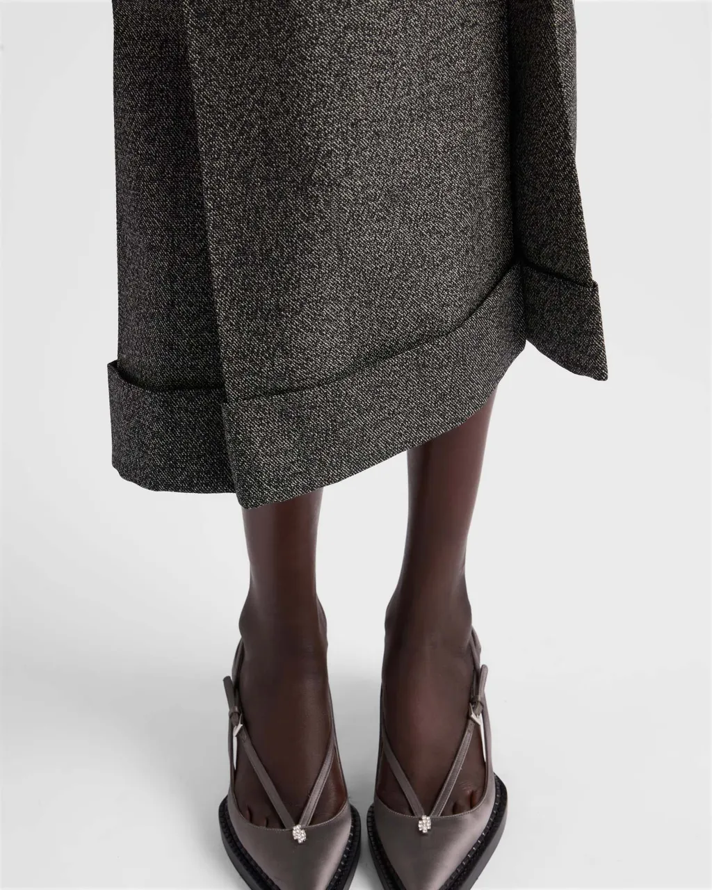 Mouliné Wool Midi-Skirt