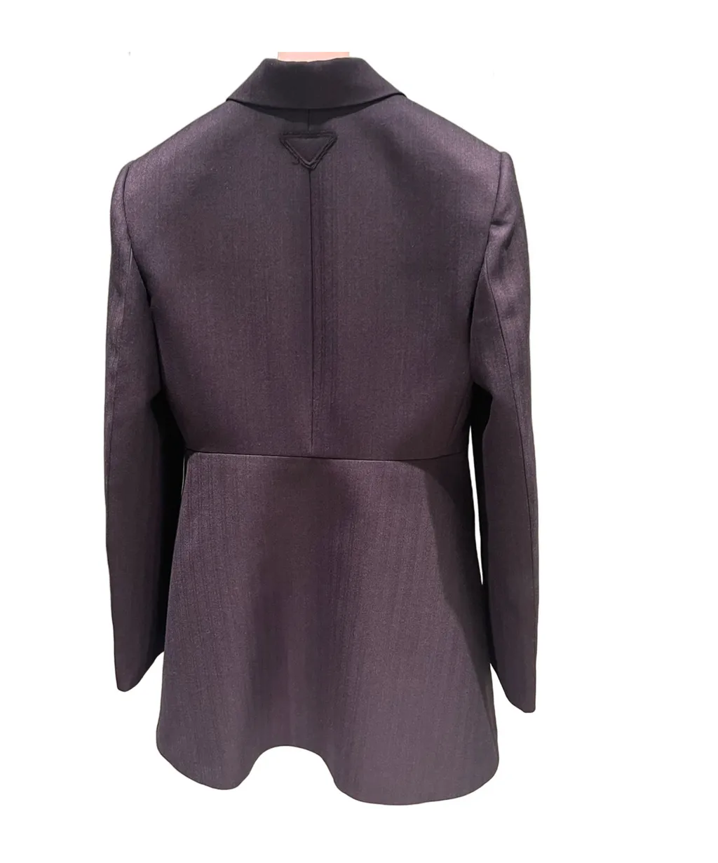 Double-Breasted Flared-Hem Blazer