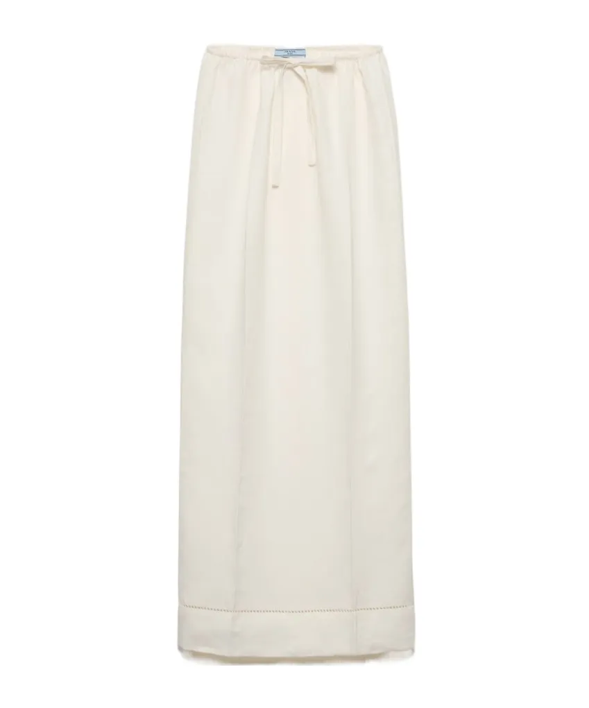 High Waist Logo Embroidered Maxi Skirt