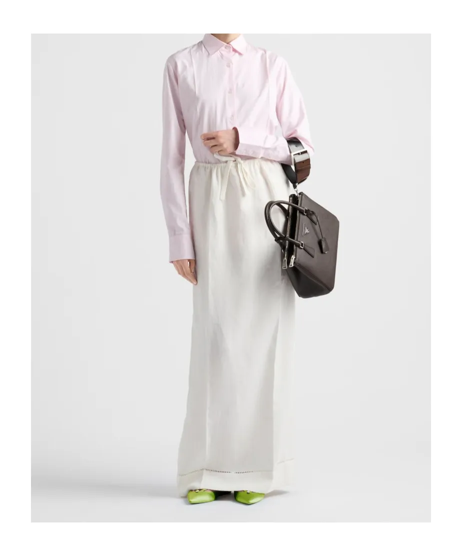 High Waist Logo Embroidered Maxi Skirt