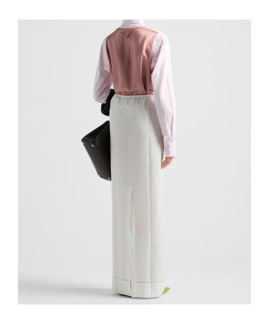 High Waist Logo Embroidered Maxi Skirt
