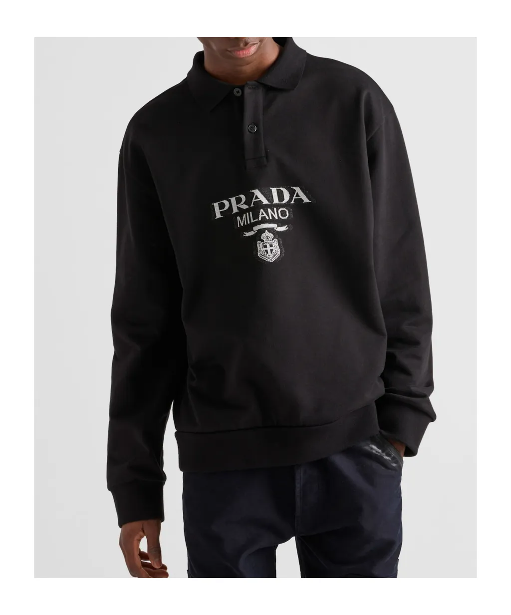 Long-Sleeved Cotton Polo Shirt