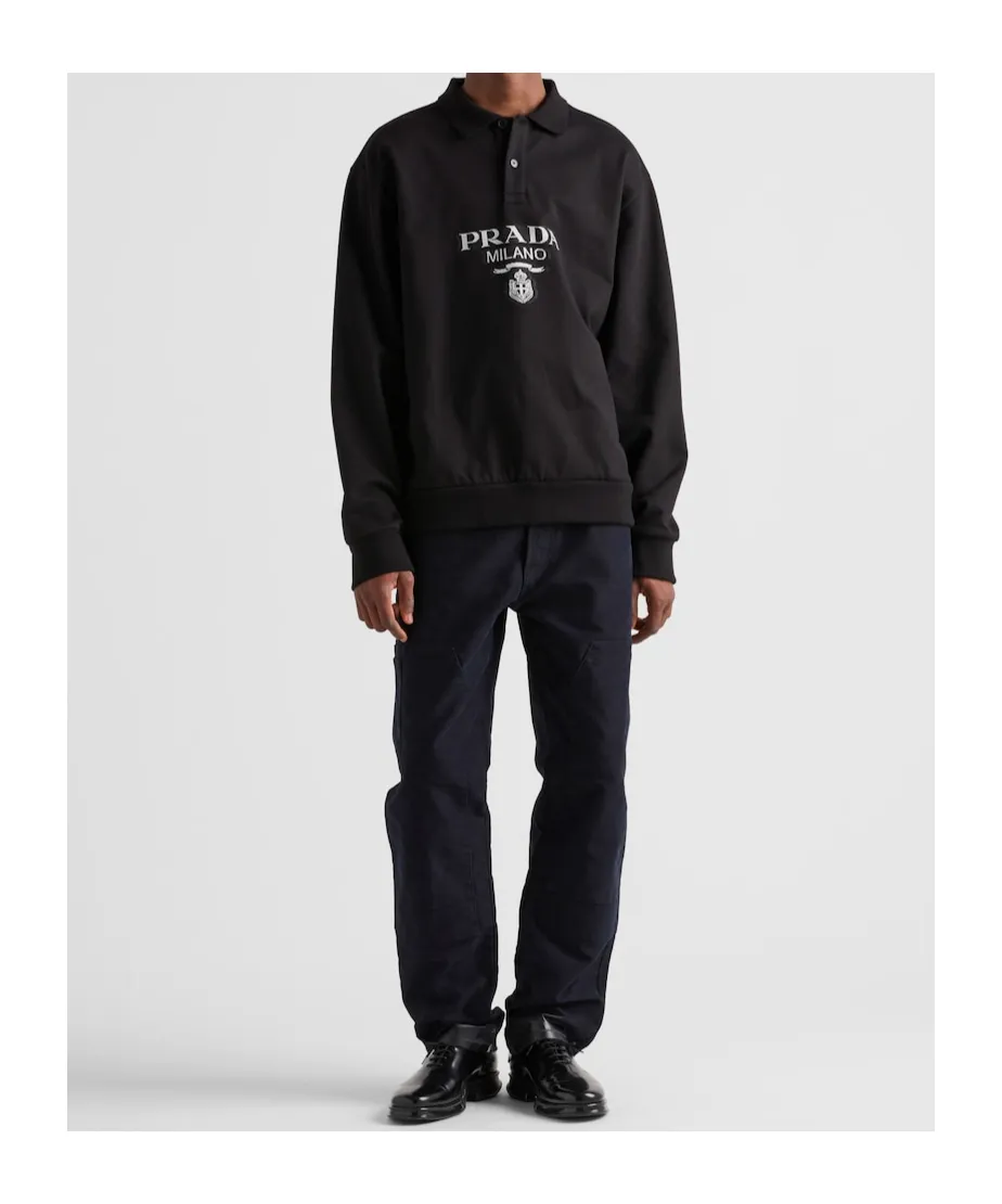 Long-Sleeved Cotton Polo Shirt