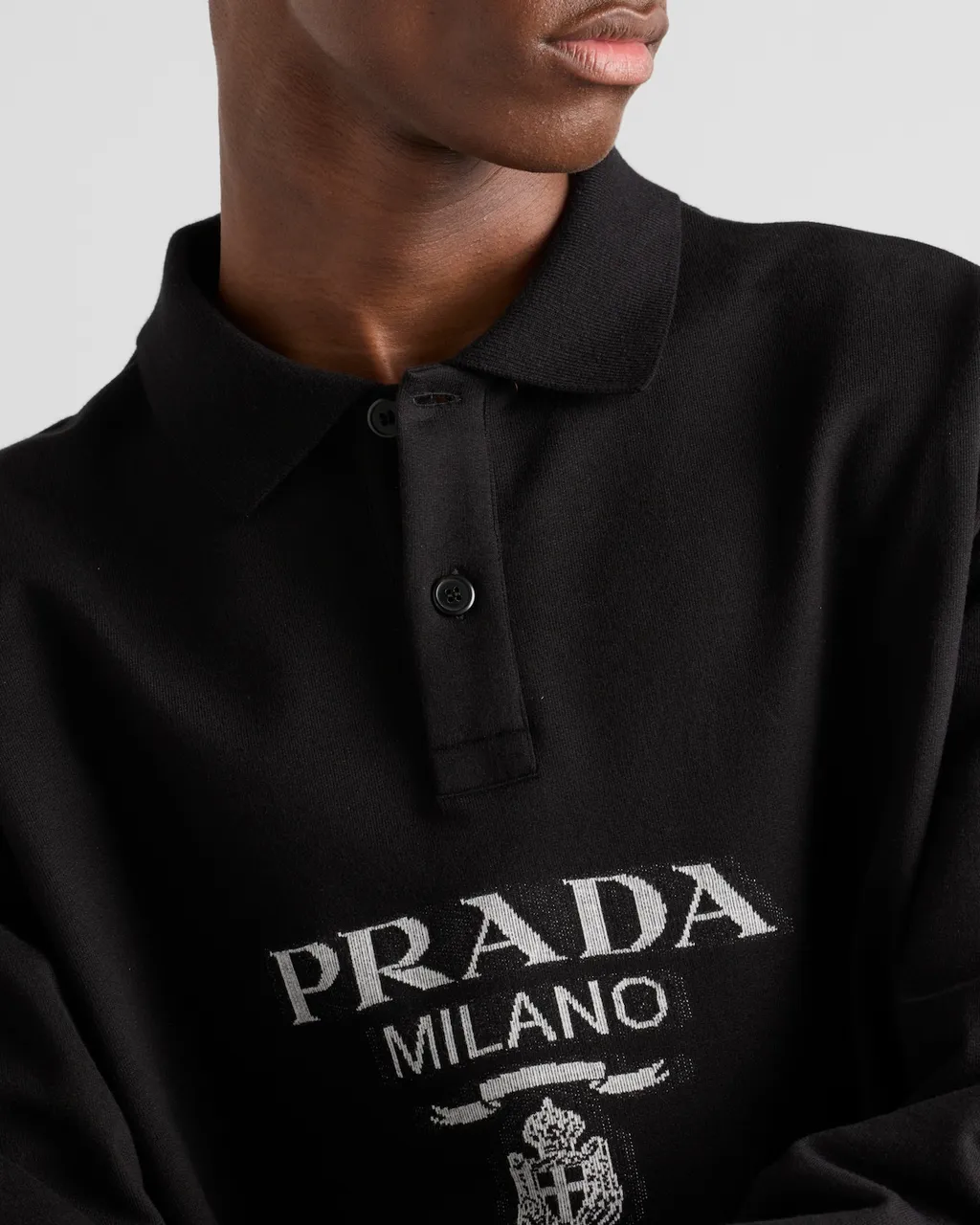 Long-Sleeved Cotton Polo Shirt
