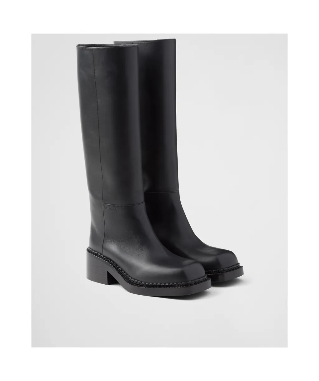 Square-Toe Knee-High Boots