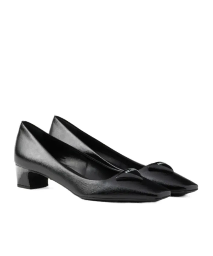 Triangle-Logo Square-Toe Pumps