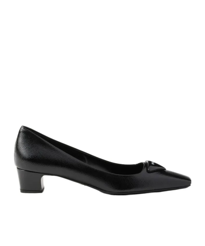 Triangle-Logo Square-Toe Pumps