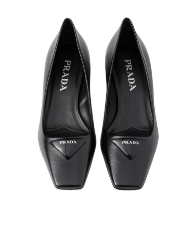 Triangle-Logo Square-Toe Pumps