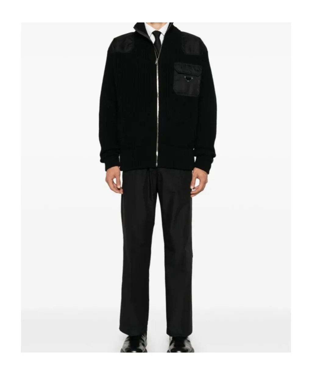 Zip-Up High Neck Cardigan