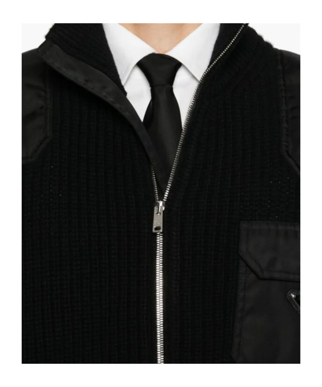 Zip-Up High Neck Cardigan