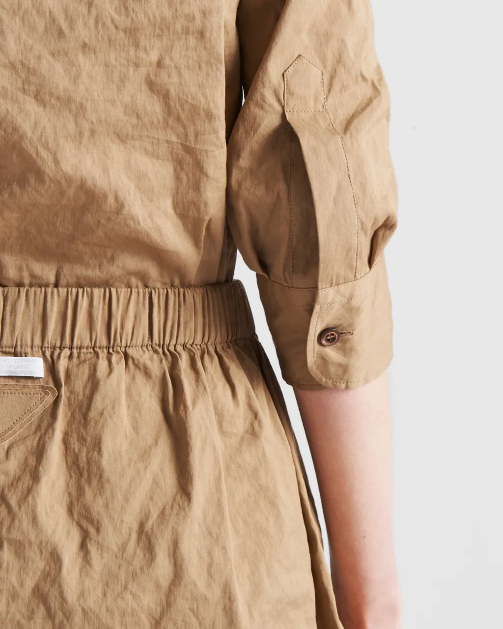 Crinkled Button-Up Poplin Shirt
