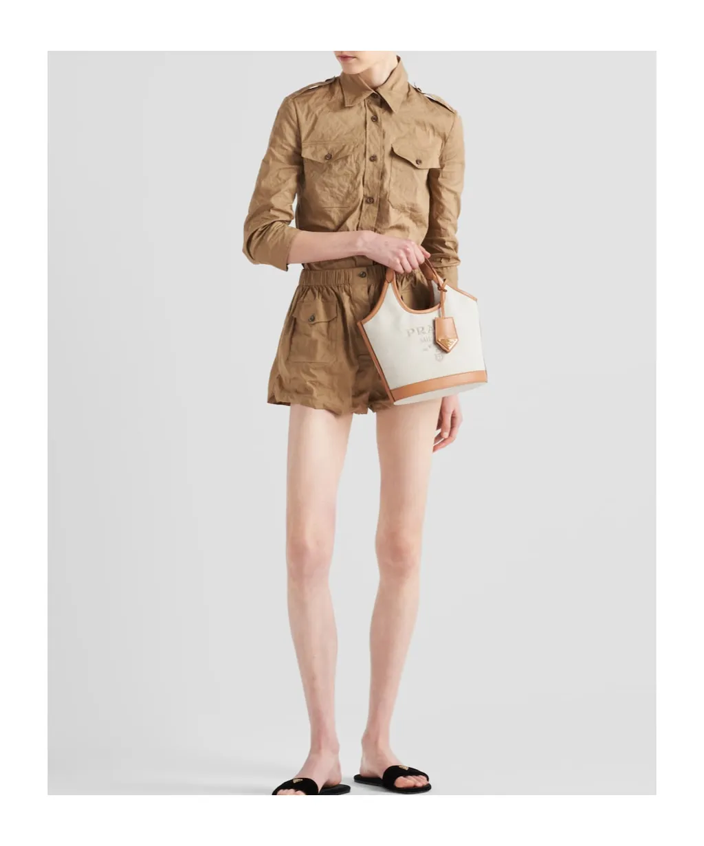 Crinkled Button-Up Poplin Shirt