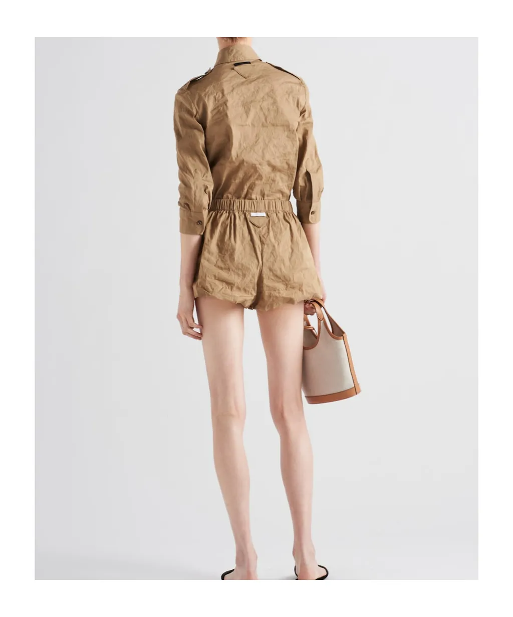 Crinkled Button-Up Poplin Shirt
