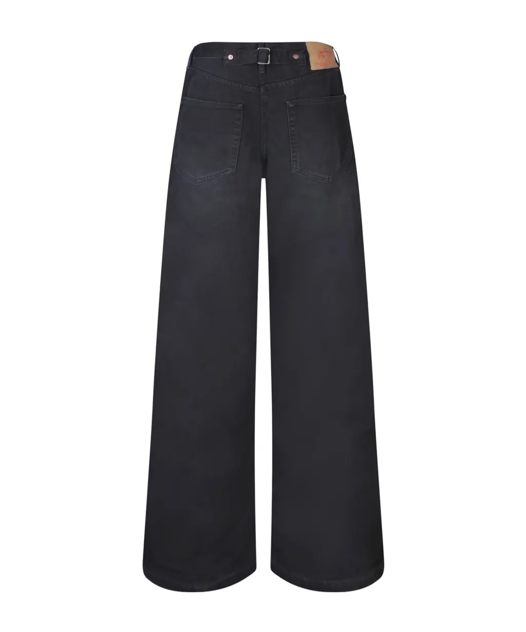 Logo-Triangle Wide-Leg Selvedge Jeans