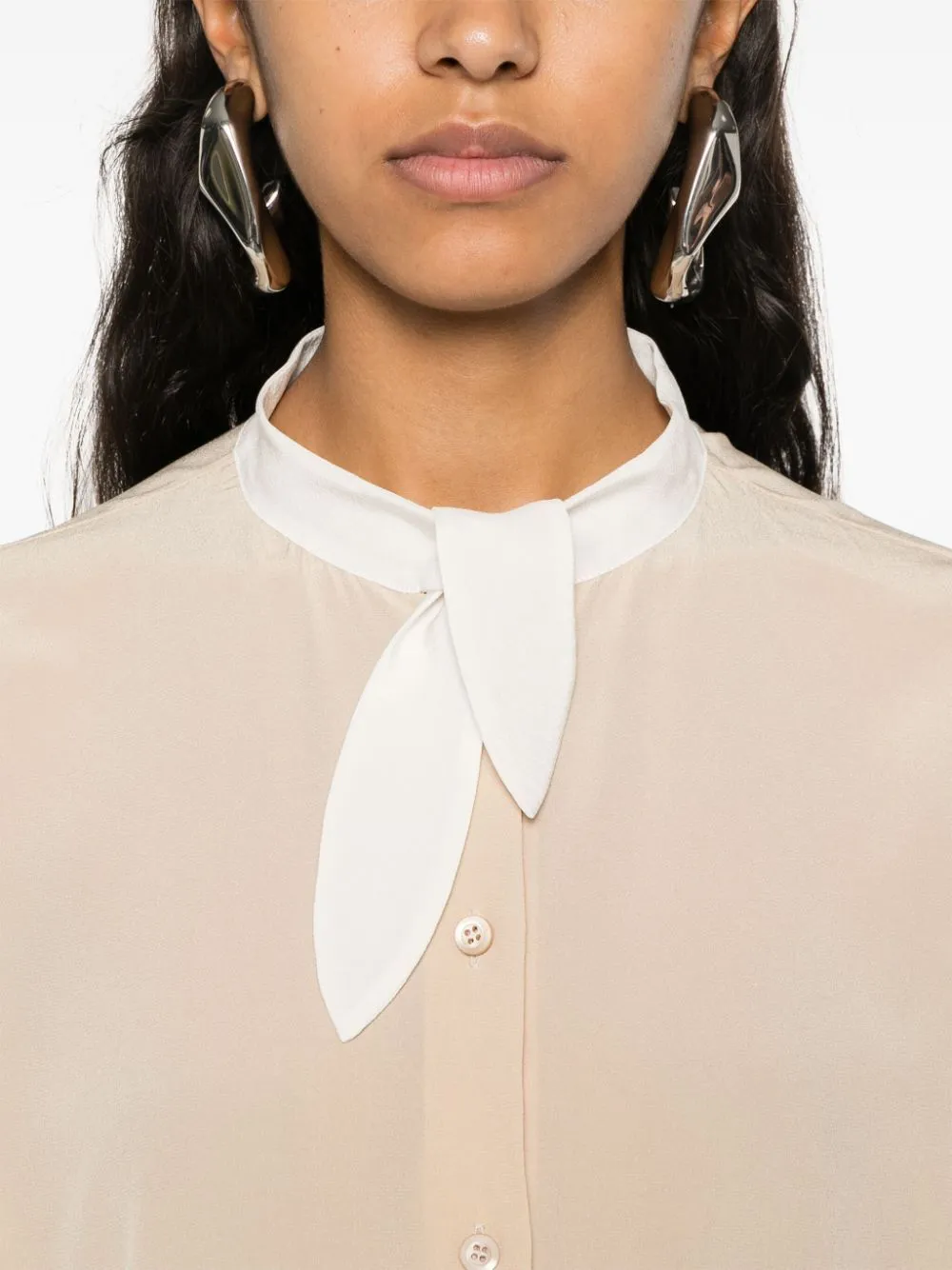 Tie-Fastened Button-Down Shirt