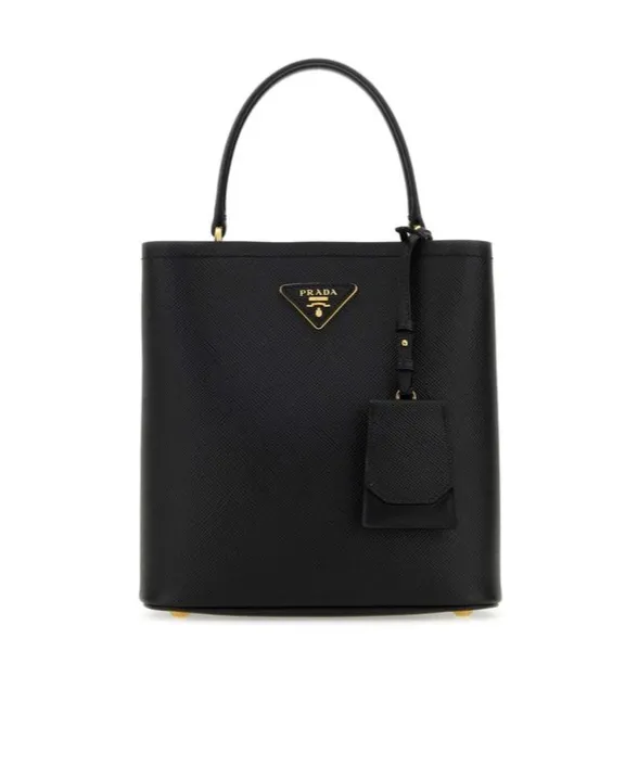 Double Saffiano Logo Plaque Tote Bag