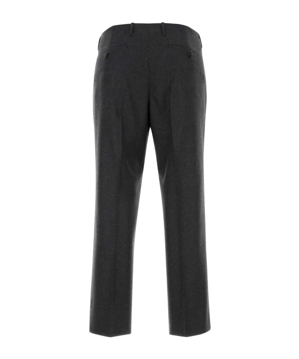 Flannel Wool Straight-Leg Trousers